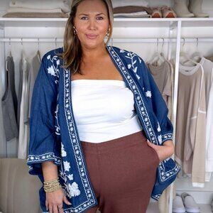 JJill Denim embroidered cardigan